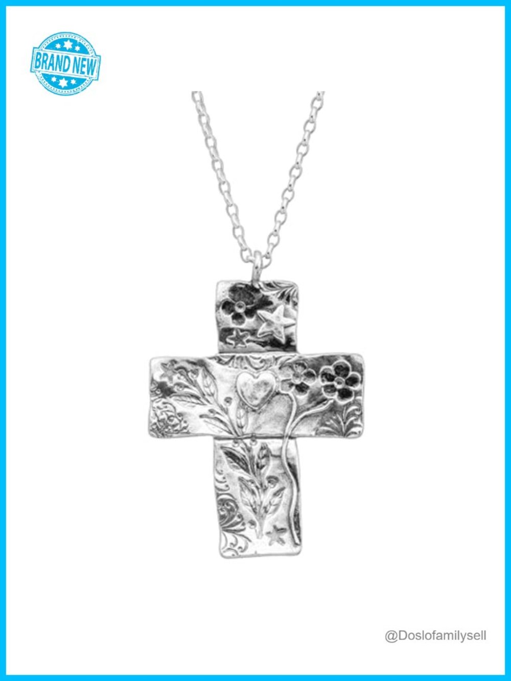 Silpada Sterling Silver Floral Cross Pendant Necklace 22-24"